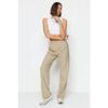 Limited Edition Mink Wide Fit Wide Leg Pleated Woven Trousers Twoaw23pl00401
