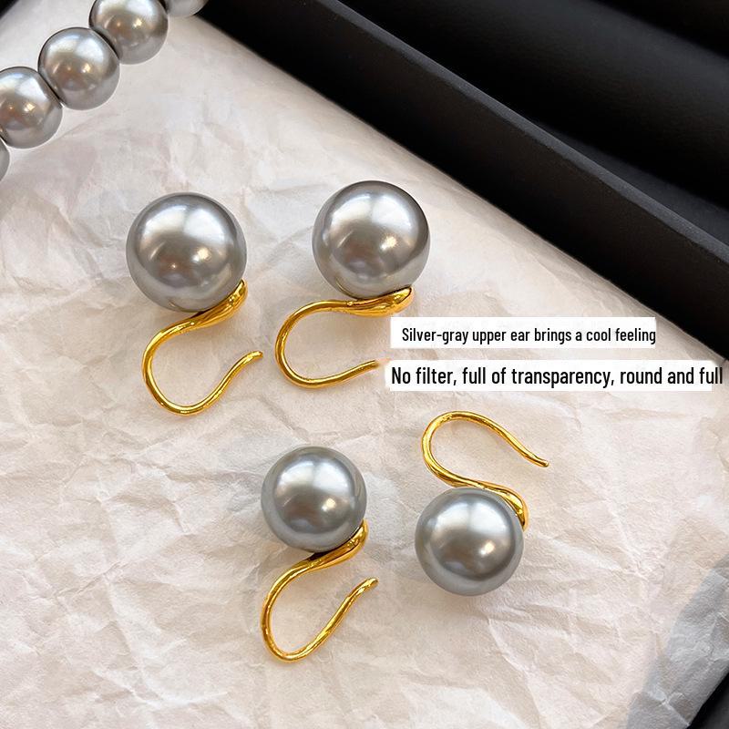 Серьги из натурального пресноводного жемчуга в стиле ретро с позолотой от французского производителя - Star Style