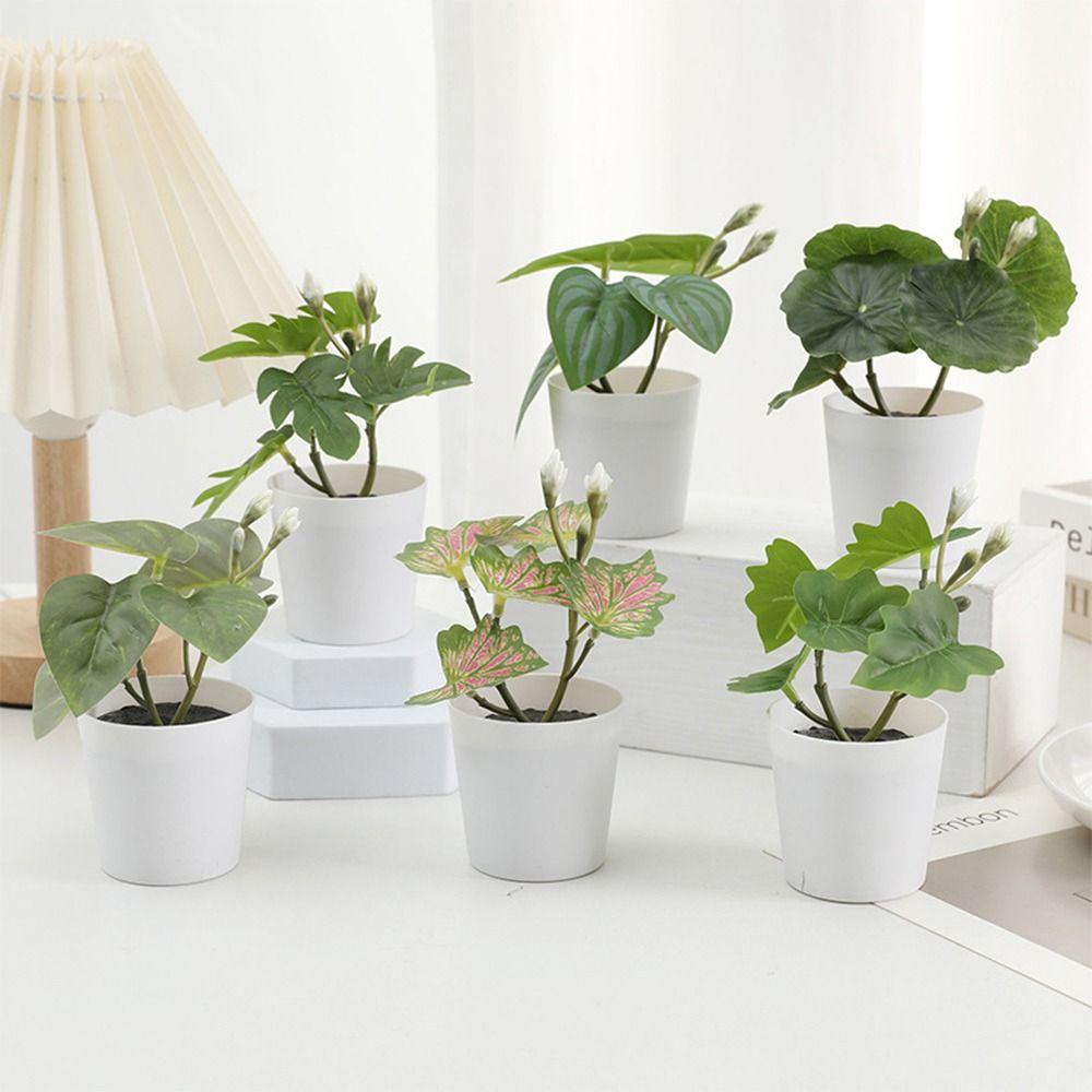 Green Green Plant Potted White Flowerpot Simulation Plant Potted Creative Desktop Ornament Gift