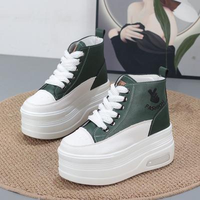 Модные осенние женские высокие кожаные туфли, кроссовки на платформе и танкетке, массивная обувь, скрытый каблук 8 см, белые, черные, женская повседневная обувь