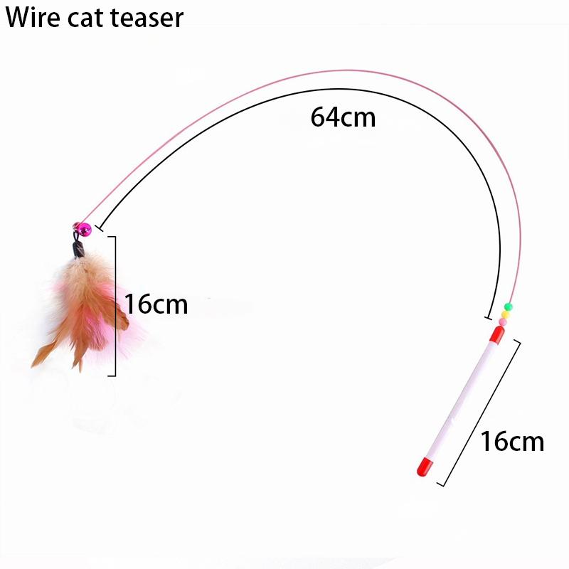 New steel wire teasing stick New cat toy  feather cute teasing stick Teasing cat bell toy pet supplies