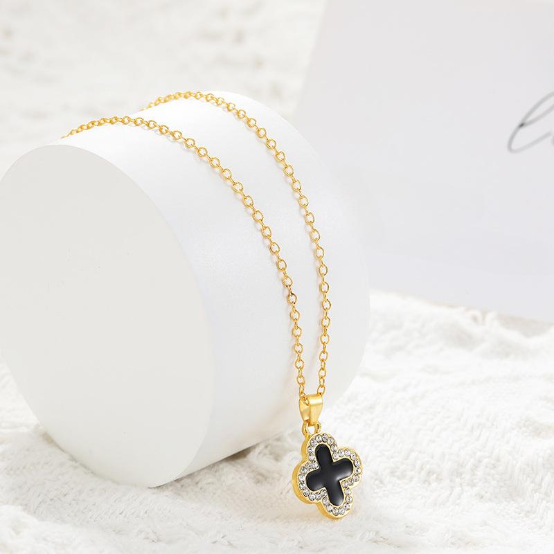 Двустороннее ожерелье с четырьмя листочками клевера из розового золота, подвеска из красного золота, сотня подходящих цепочек на ключицу, легкая роскошная подарочная бижутерия