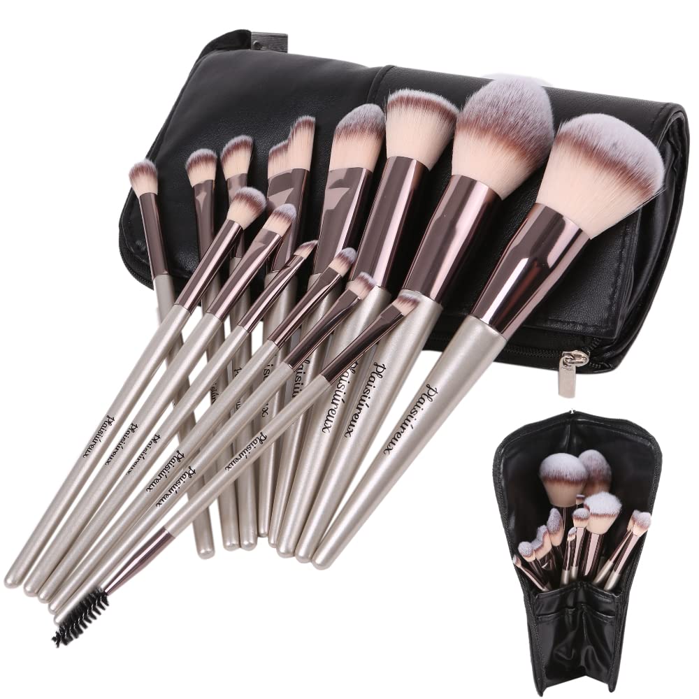 [Supervised by a makeup advisor and featured in Ray] 14-piece makeup brush set in a case. Makeup pouch, foundation brush, makeup set, gift. Pre-owned.