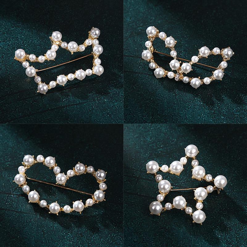 Fashion Jewelry High Quality Gold Color Brooch Pins Crystals Imitation Pearl Flower Brooch Women Wedding Party Accessories