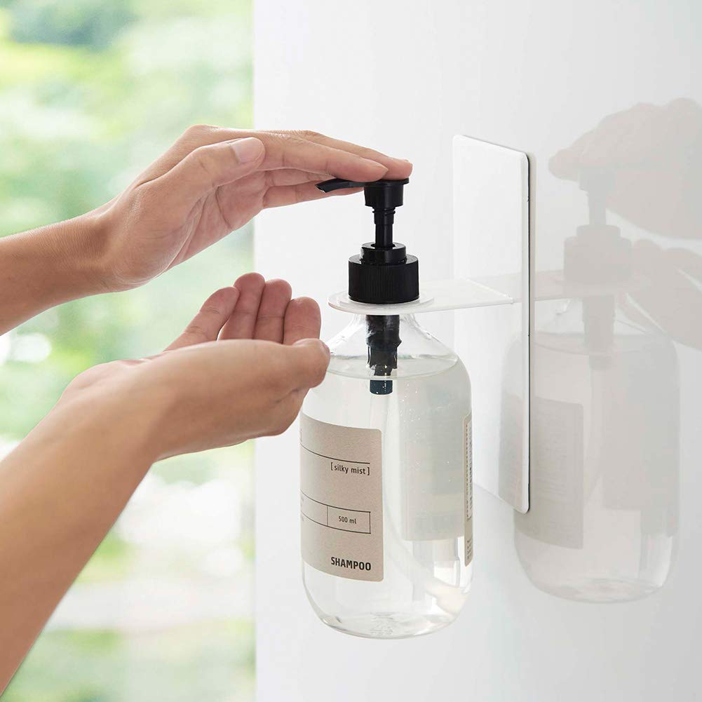 Yamazaki Jitsugyo Magnetic Bathroom Dispenser Holder White W7XD8XH17cm Tower Floating Storage Hygienic 4867 Approx.