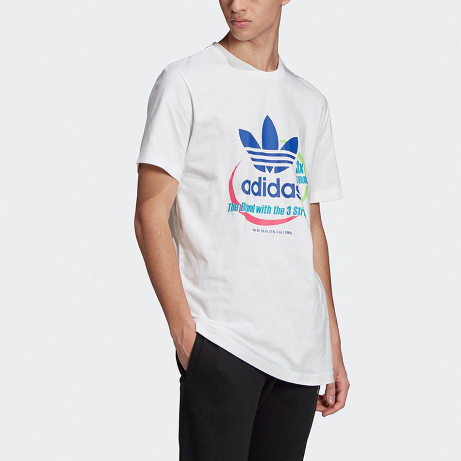 Adidas Футболка с логотипом Originals Trefoil Sport Print, мужские топы, белые FK9974