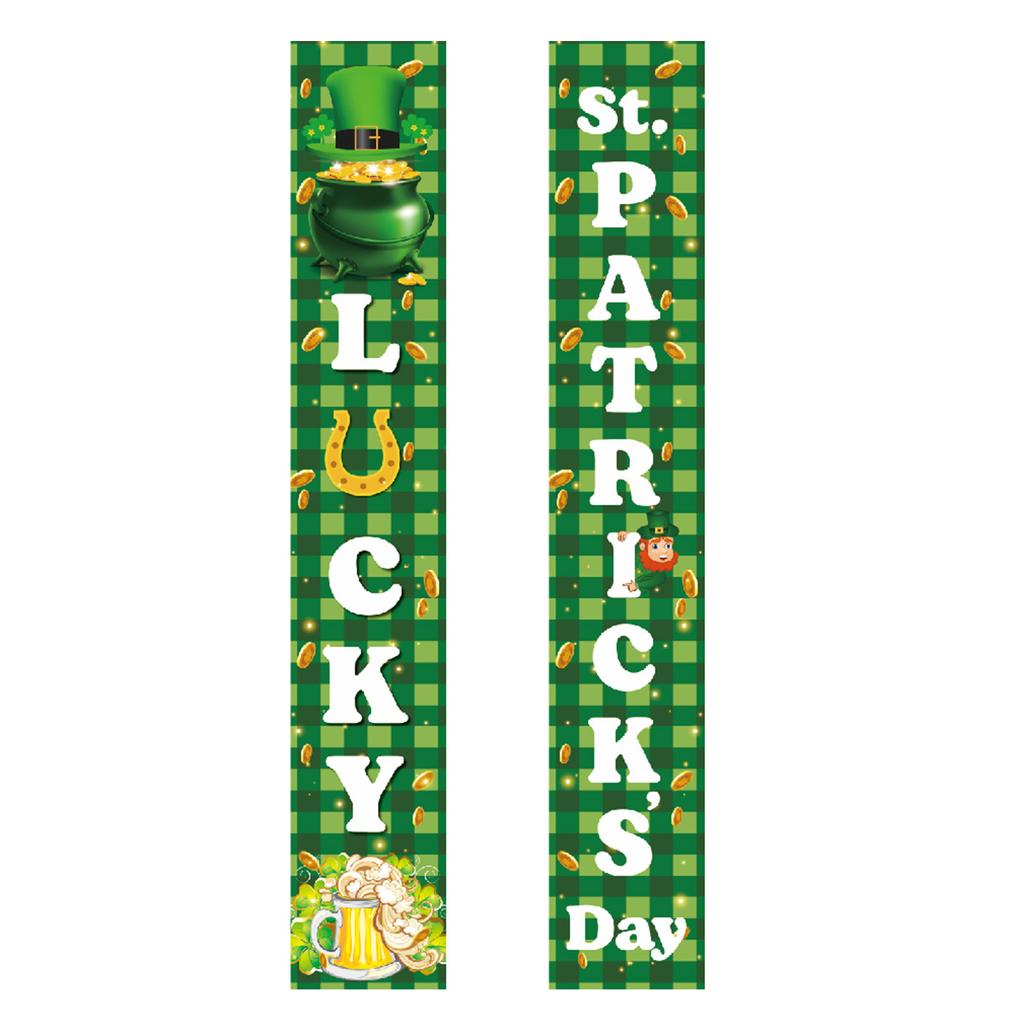 St. Patrick'S Day Family Party Door Frame Decoration Couplet Polyester Cloth Flag Poster Customization