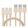 Lot of 3 Cables for ONEPLUS 7 PRO - 7 - 6T - 6 - 5T - 5 - 3T - 3 - USB-C Charger Cable Nylon Braided Gold Gold [Phonillico®]