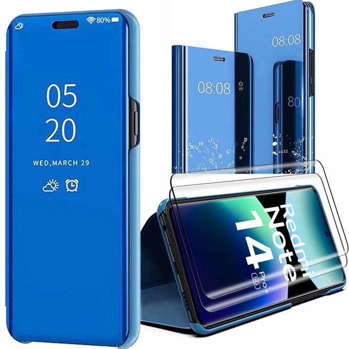 Coque de protection - E.F.CONNECTION - Pour Xiaomi Redmi Note 14 Pro Plus 5G - Antichoc - Verres trempés - Bleu miroir