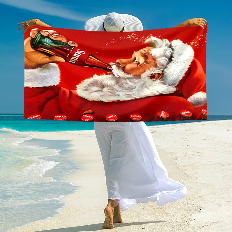 Christmas Gift Halloween Theme Bear Truck Coca Cola beach towel outdoor camping vacation swimming beach towel outdoor absorbent bath towel Y9
