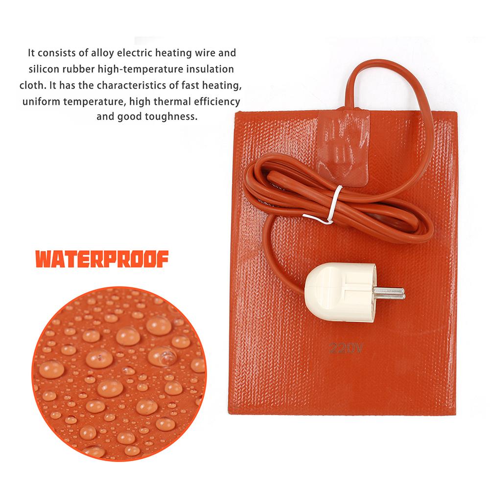 110V 220V 300W Flexible Waterproof Silicon Pad 15x20cm Wire Heater Car Engine Block Oil Pan Hydraulic Tank Heating Plate Mat