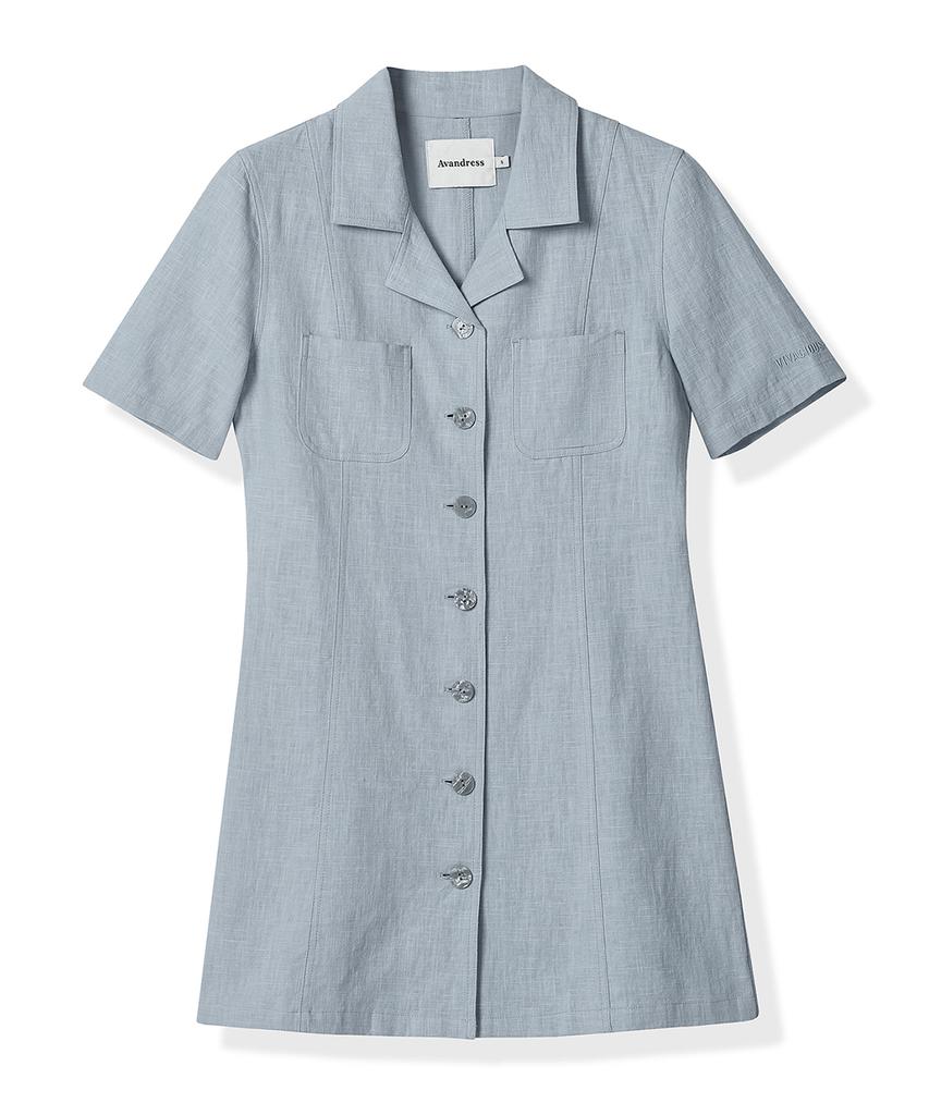 Urban Dress Linen Like Jacket Dress Powder Blue