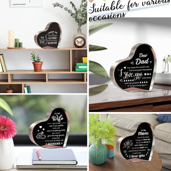 Акриловый блок в форме сердца, настольное украшение в виде сердца, отдельно стоящее украшение в виде сердца, подарок