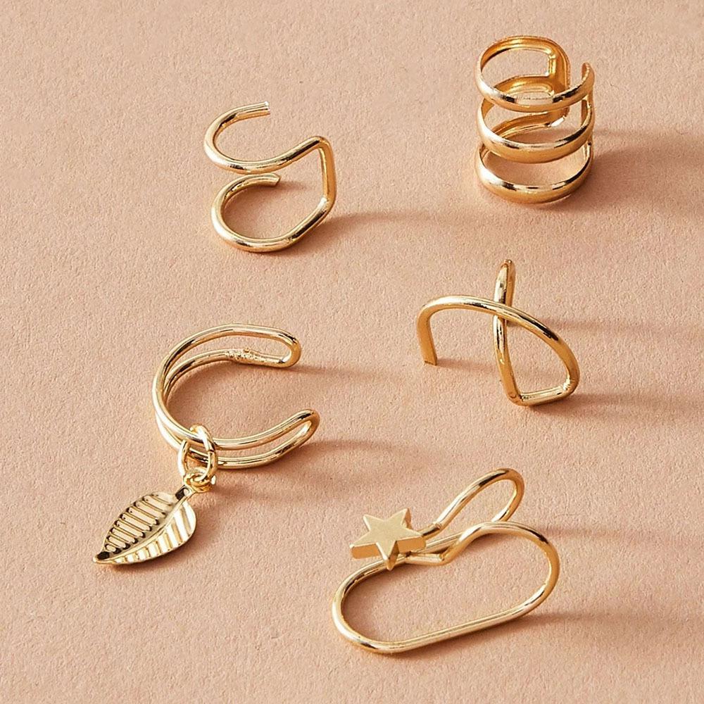 Набор из 5 клипс для ушей, креативный и персонализированный двойной С-образный хрящевой двухслойный гвоздик-клипса U-образной формы
