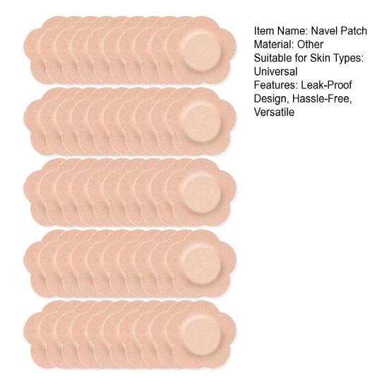 50Pcs Navel Patch Castor Oil Belly Button Patches Skin-friendly Castor Oil Therapy Pad Disposable Anti Leakage Pack Wrap for Home Travel