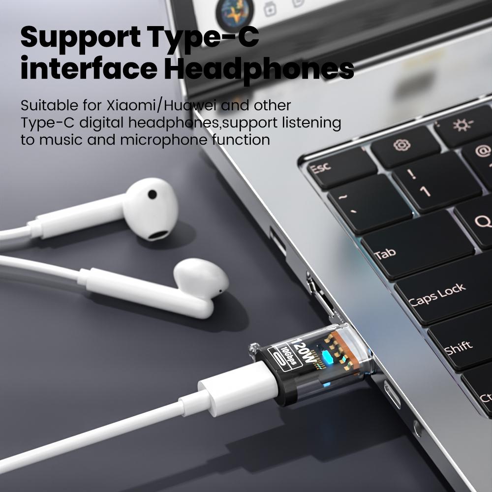 OTG-адаптер Type C на USB A мощностью 120 Вт, адаптер USB 3.2 на Type C (мама), подходит для iPhone 15, 16, Macbook, iPad, поддерживает быструю зарядку