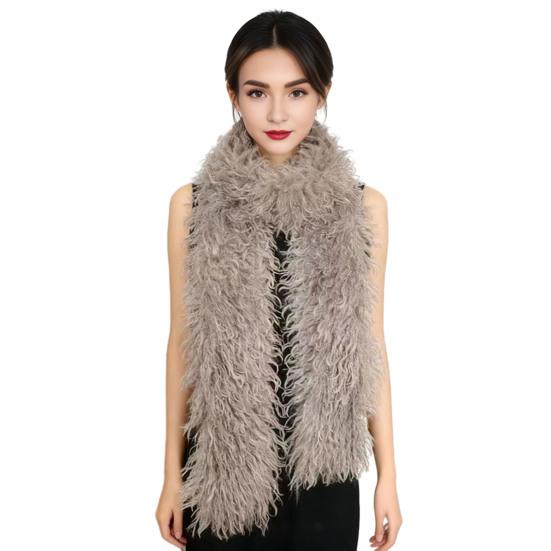 Yousheng Winter Scarf Solid Color Thickened Plush Soft Thick Warm Extra Long Scarf Winter Outdoor Imitation Fur Neck Warmer