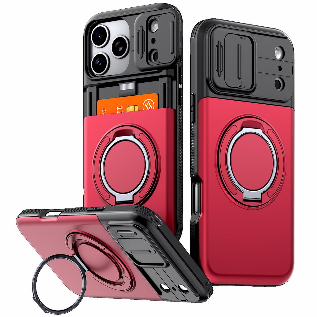 Роскошный кошелек-чехол для iPhone 17 16 15 14 13 12 Pro Max 17E 16E 17Pro iPhone17 Ударопрочный броневой и с держателем-подставкой для карт Чехол