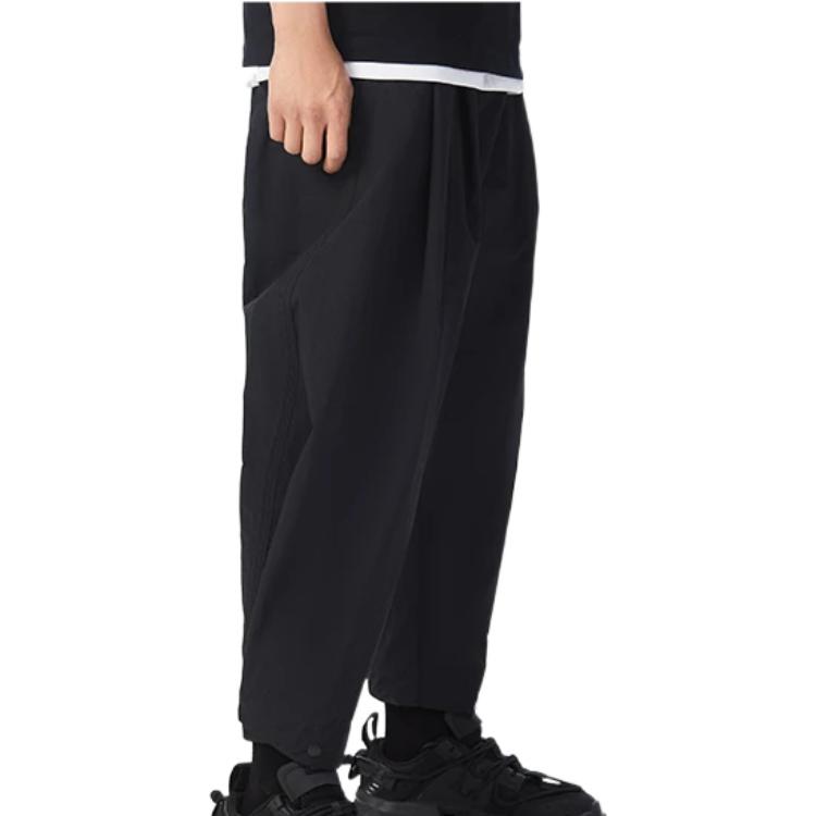 Li-Ning X Jackie Chan Kung Fu Series, сплошной цвет, узор в виде ежегодного кольца, свободные укороченные повседневные брюки, штаны унисекс, черные AKQS003-4