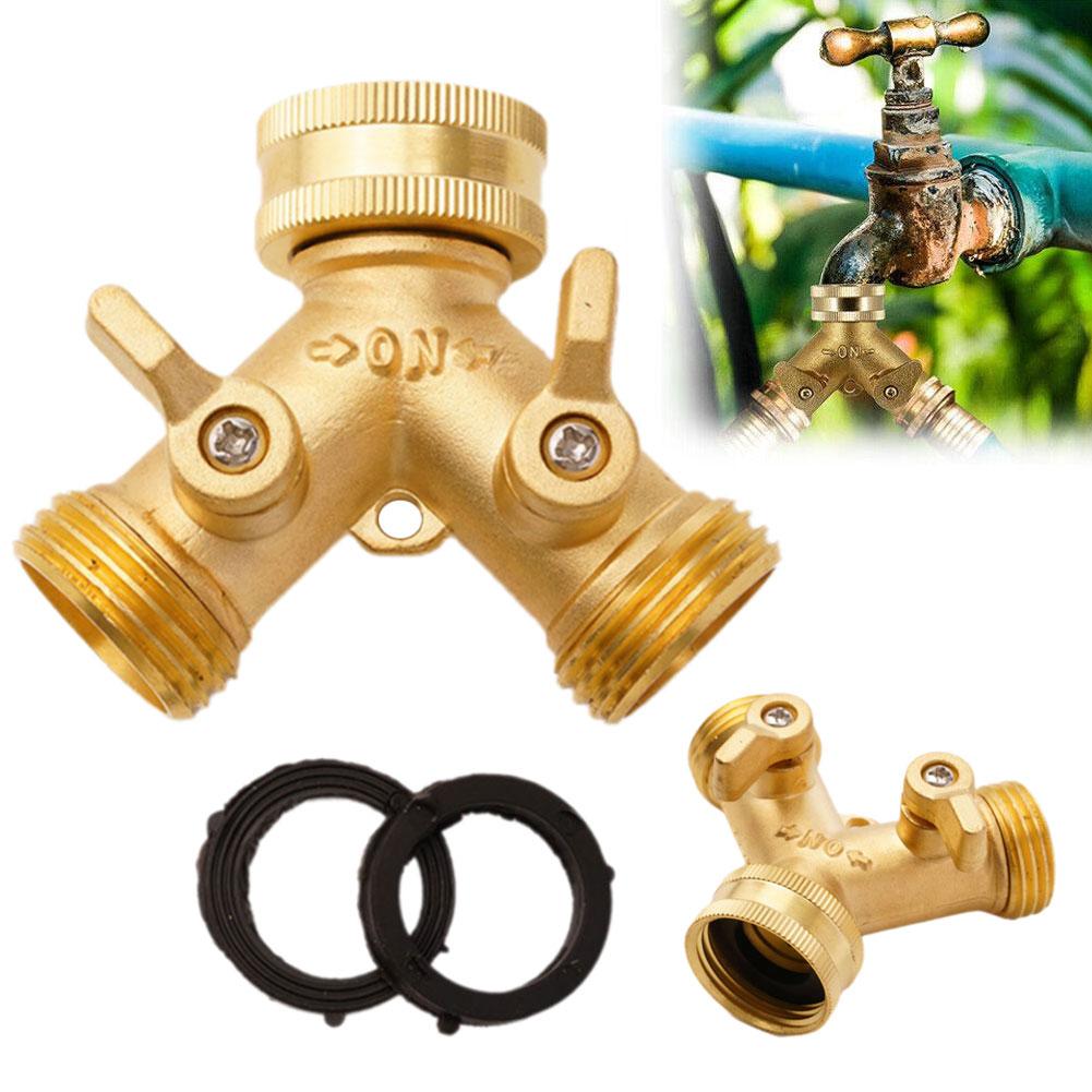 Garden Hose Y Valve Connectors Brass Hose Splitter With Solid Brass Handle Brass Y Valve Water Garden Hose Adapter 2 Way
