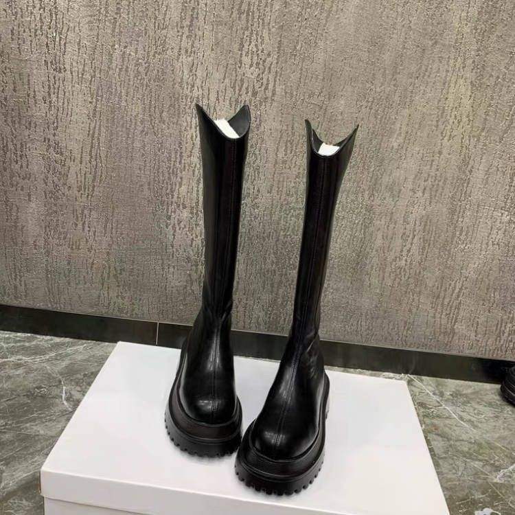 Ботинки рыцаря Spice girl 2025 новые ботинки женские осенне-зимние на толстой подошве с увеличением роста кожаные ботинки высокоэластичные тонкие ботинки