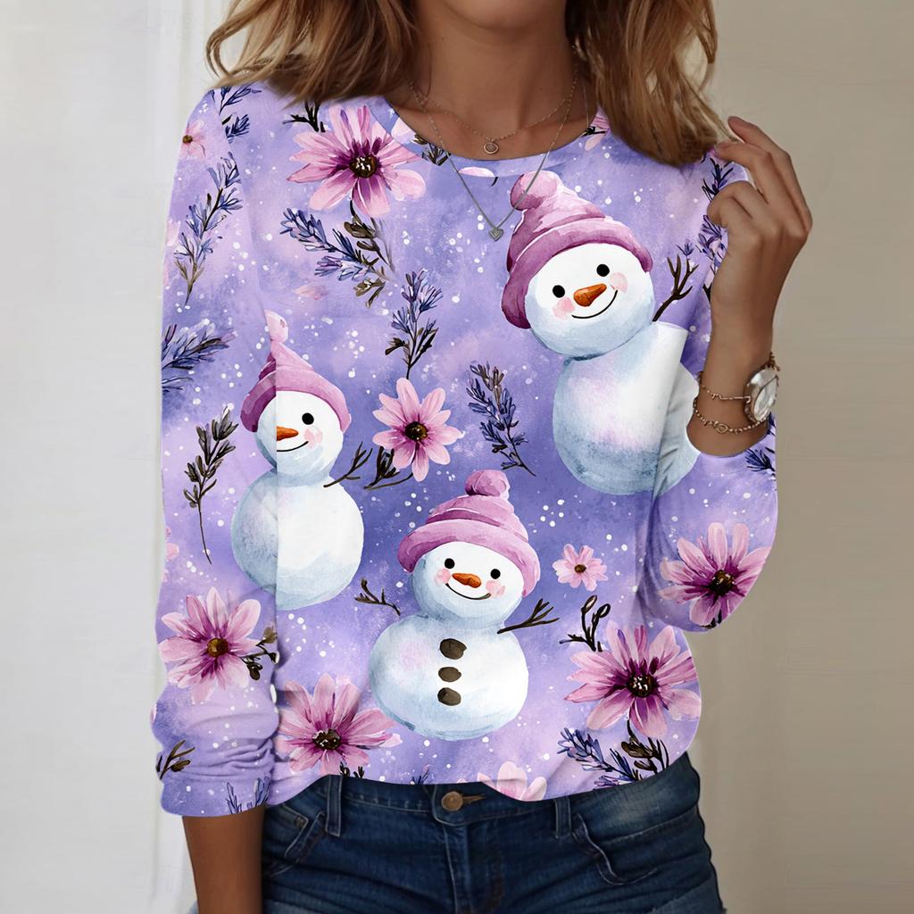 Long Sleeve Shirts For Women Cute Print Graphic Tees Blouses Casual Plus Size Basic Tops Pullover