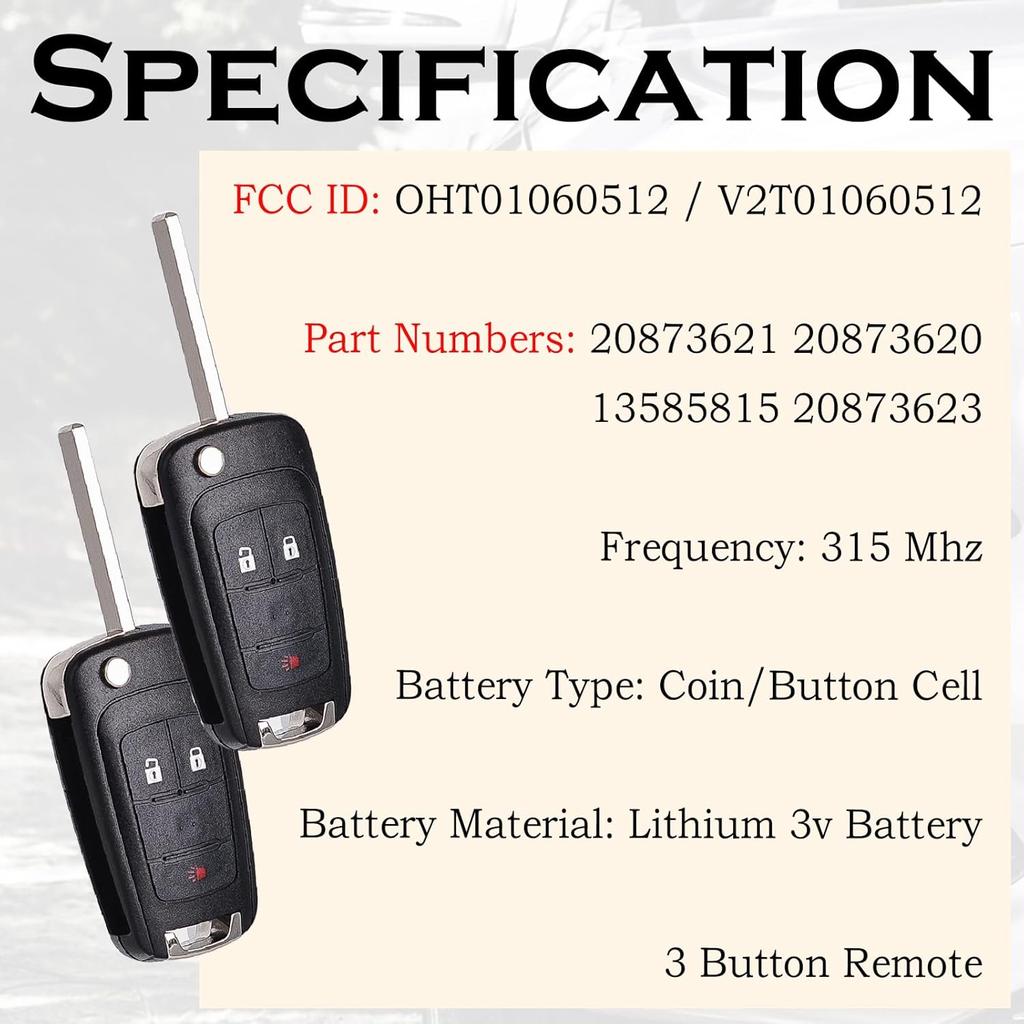 Remote Key Fob Replacement Fits For GMC Terrain 2010-  Chevy Equinox 2010- Sonic 2012-2017 Spark 2016-2017 Trax 2015-2018 Buick Encore 2014-2018