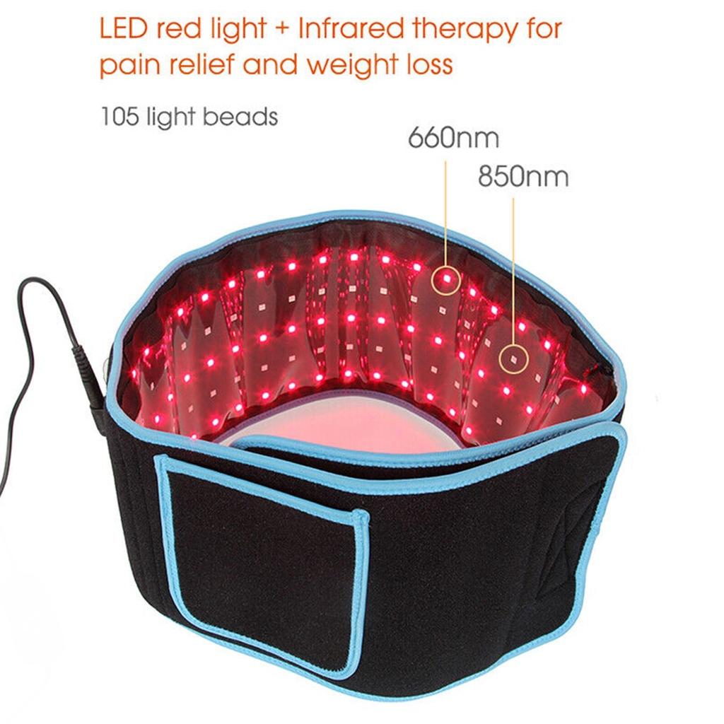 Красный и инфракрасный светодиодный терапевтический пояс 850 нм 660 нм, пояс для облегчения боли в спине, машина для похудения, массажер для талии с подогревом