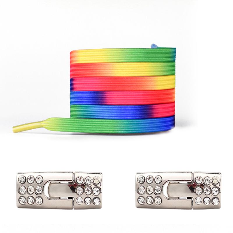 Colorful Diamond Buckle Elastic No-Tie Shoelaces Pearl Detailing Sneaker Shoelaces for Kids & Adults Easy Slip-On Shoe Laces