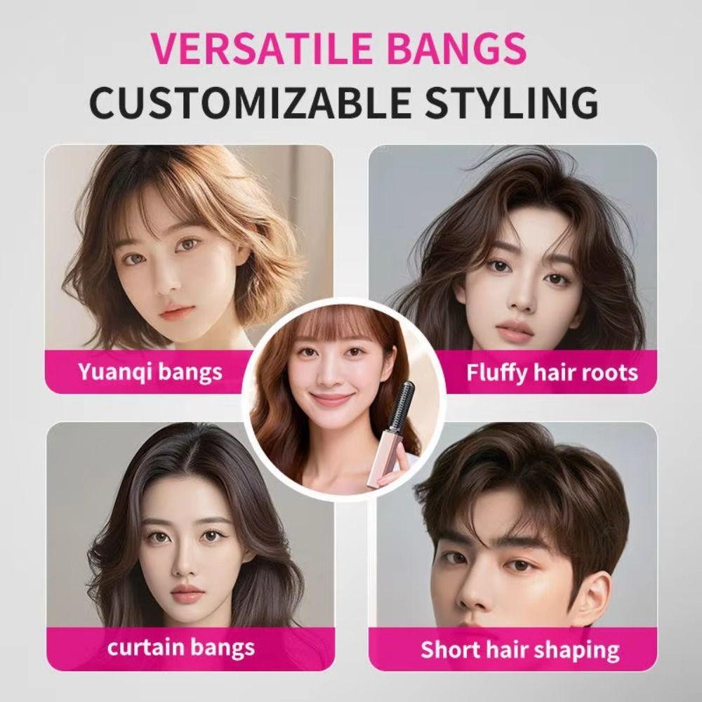 Cordless Mini Straight Hair Brush USB Charging Portable Hair Straightener Grooming