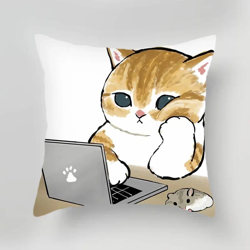 Офис Гостиная Дом Наволочка Милый Кот Мультяшный Узор Наволочка Украшения для Машины