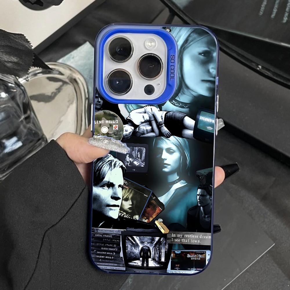S-Silent Horror Hill Game Phone Case For iPhone 16,15,14,13,12,11,Pro,Max,Plus,Mini,XS,SE Anti Fall Blue Matte Hard Bumper