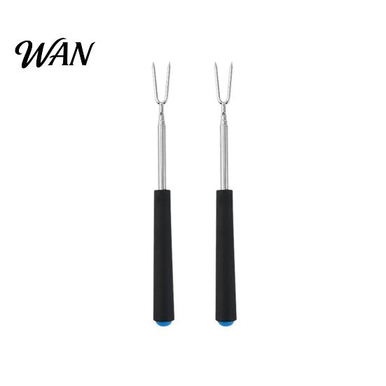 Food-grade Stainless Steel Fork 2Pcs Retractable BBQ with V-Shaped Prongs Non-Slip Handle Rust-resistant Grilling Portable Outdoor Cooking Tool