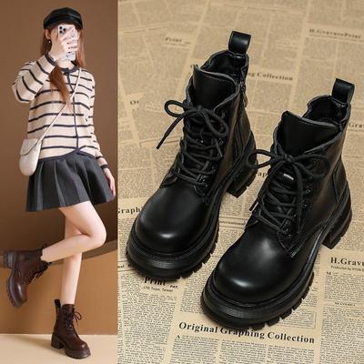 Новая субплатформа ботинки Мартин женские универсальные 2025 локомотивные тонкие ботинки черные осенне-зимние одинарные ботинки на шнуровке короткие ботинки нет