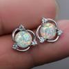 Cute Female White Opal Earring Small Round Zirconia Stud Earrings For Women Dainty Bridal Wedding Jewelry