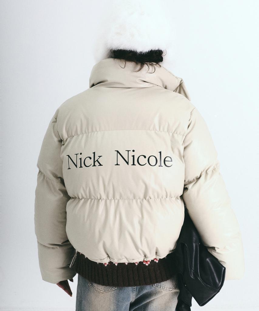 Nick&Nicole Николь Кожаный Короткий Пуховик Песочный Бежевый