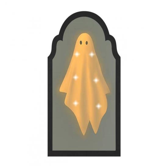 Зеркало-призрак на Хэллоуин, жуткое зеркало-голограмма с призраком и скелетом, со светодиодной подсветкой для украшения дома и спальни на Хэллоуин