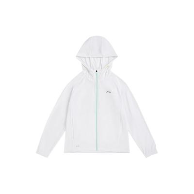 Li Ning Running Series однотонная спортивная куртка с капюшоном, устойчивая к ультрафиолетовому излучению, дышащая, солнцезащитная, женские куртки, белая AFDU164-2