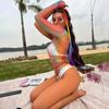 Summer Outfits Transparent Fishnet Tank Tops Bikini Cover Ups Rainbow Swimsuit Women Mesh Dress