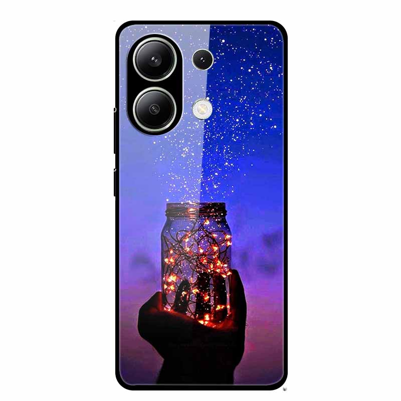 Glass Back Cover For Xiaomi Redmi Note 13 Case Note13 Pro Coque Hard Tempered Glass Case For Redmi Note 13 Pro Case Soft Bumper