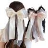 Lace Bow Ribbon Hair Clips Long Tails Ribbon Satin Hairpins Fashion Coquette Barrettes  Women Girls