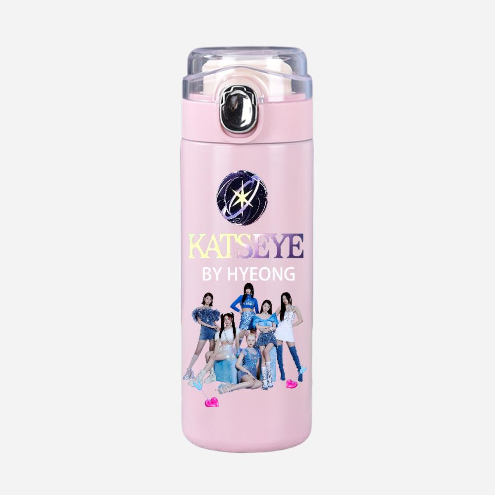 400Ml Water Bottle Anime Cartoon KATSEYE Printed Thermos Cup Portable Stainless Steel Outdoor Sports Water Cup Children Kid Gift
