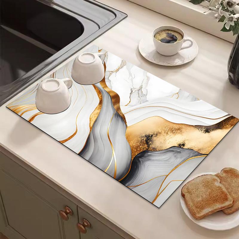 Kitchen Draining Mat Coffee Machine Super Absorbent Pad Tableware Drying Mat Countertop Placemat Home Decoration