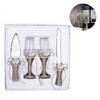 4PCS Champagne Flutes and Cake Knife Server Set Bride and Groom Toasting Flutes with Cake Cutting Set for Wedding Reception Anniversary Party