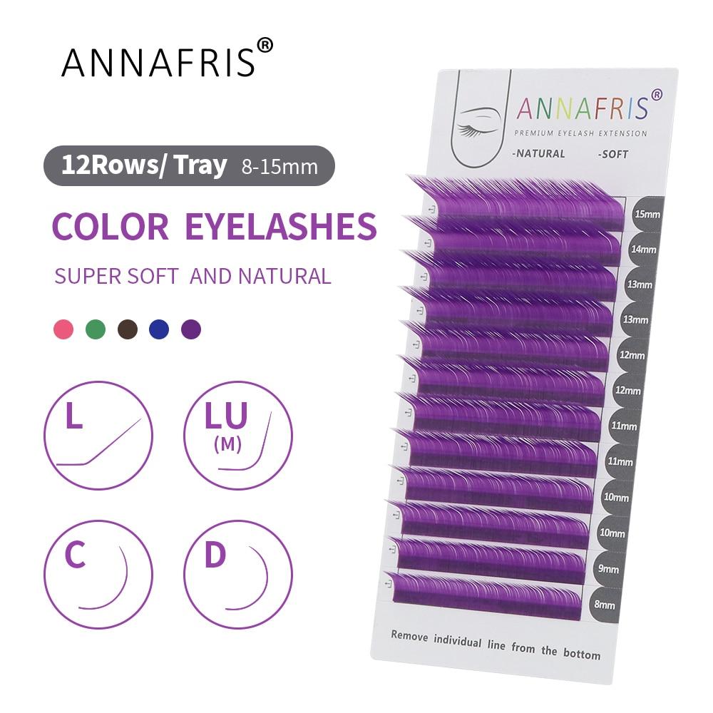 ANNAFRIS Colored Faux Mink Lashes High Quality Individual Eyelash Extension C/D/L/LU Curl Mix Length Color False Lash Maquiagem