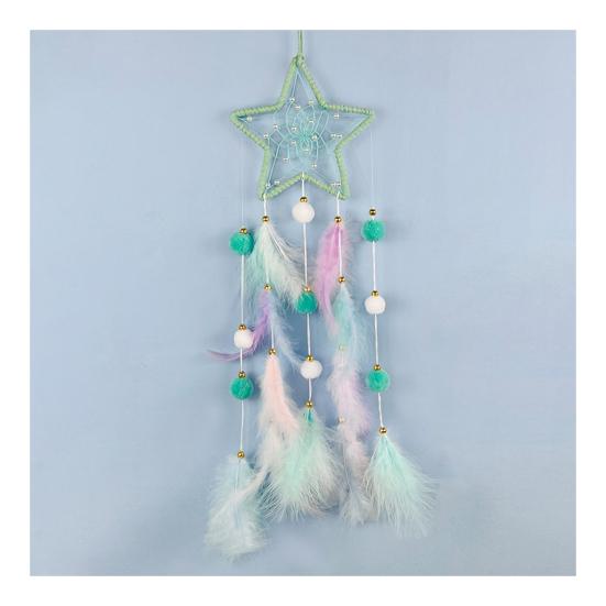 Красочные перья Ловец снов с полосой лампы Гостиная Спальня для Девочек Настенное искусство