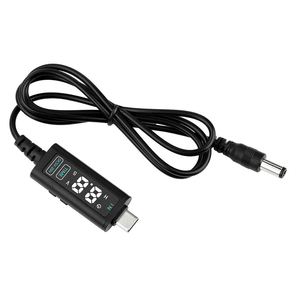 USB/Type C Boost Cable DC 5V to 12V 20V Adjustable Voltage Converter with Alloy Connectors for Router Laptop Fast Charging