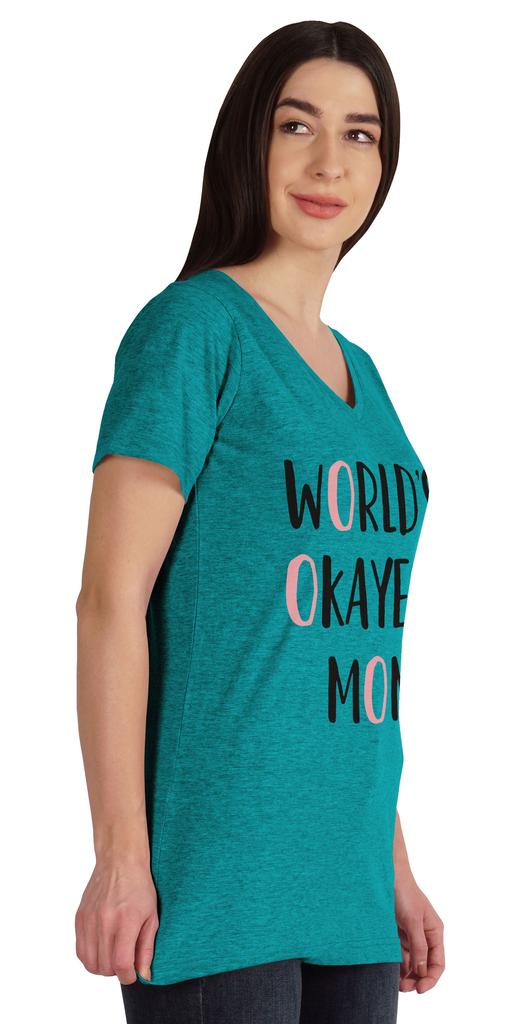 Inkmeso World  S Okayest Mom Graphic Tshirt Short Sleeve Mother  S Day Gift