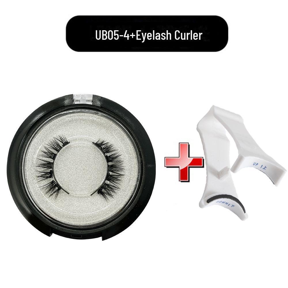 Набор магнитных ресниц без клея с щипцами для завивки: Европейский и американский стиль, толстый, натуральный, дизайн с четырьмя магнитами.