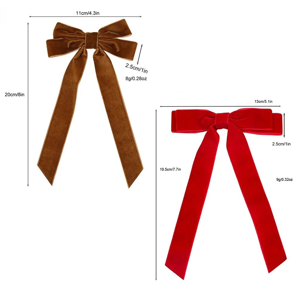 2Styles Velvet Bowknot Hair Clips для женщин Элегантные потные двойные банты Длинные заколки-кисточки Шпильки для укладки волос Корейские аксессуары